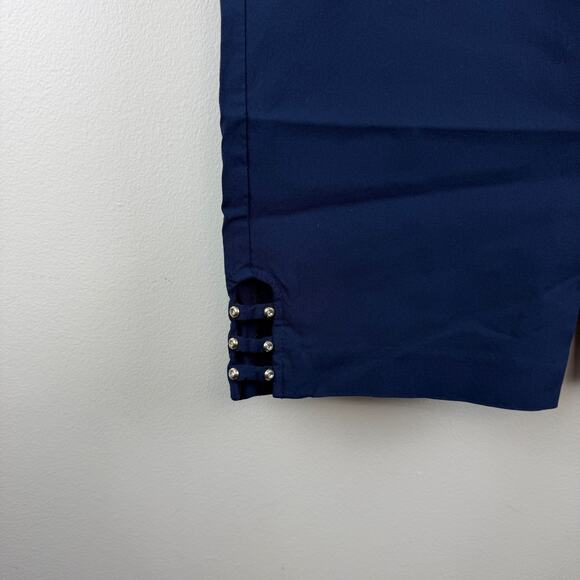 JM Collection Women’s Plus 3X Blue Pull-On Capri Pants Stretch Jeweled Hem - Picture 3 of 7